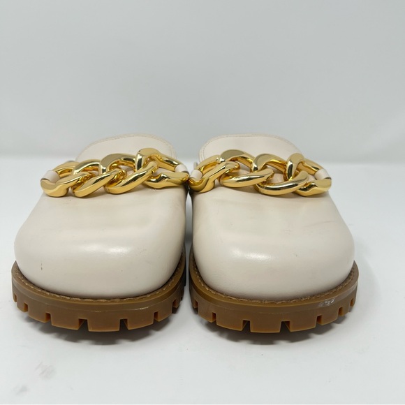 Michael Kors Cream Mules with Gold Chain - Picture 4 of 9